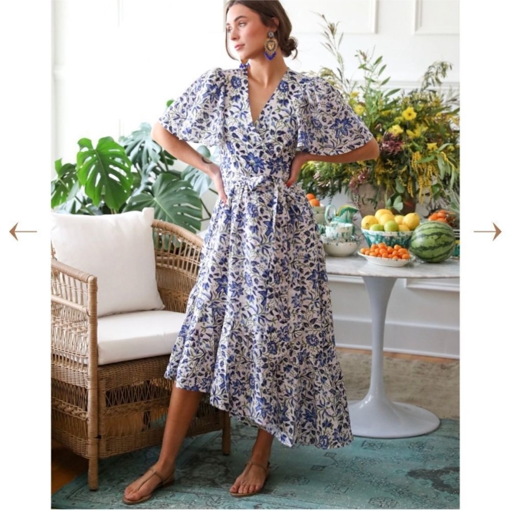 SOLD Mille Helena Asymmetrical Dress Blue Tiger Lily Medium